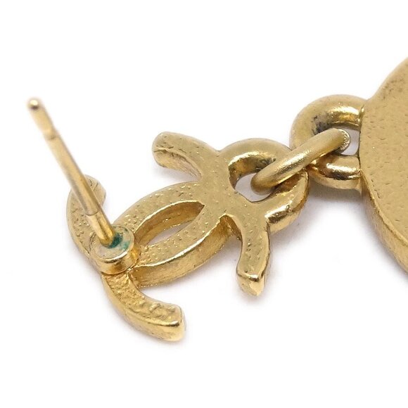 Chanel Button Star Dangle Piercing Earrings Gold Red - Picture 5 of 9